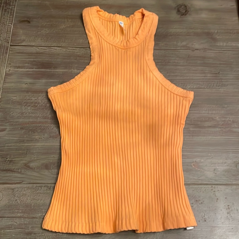 FP Movement by Free People Orange Ribbed Tank Top